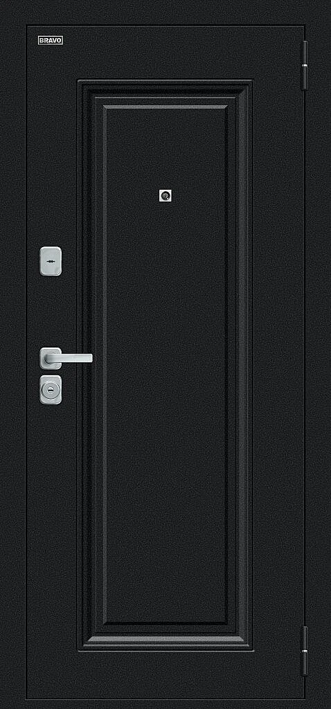 Входная дверь Мило МФ/BChrome Букле черное/Cappuccino Melinga BR6202 внешняя сторона