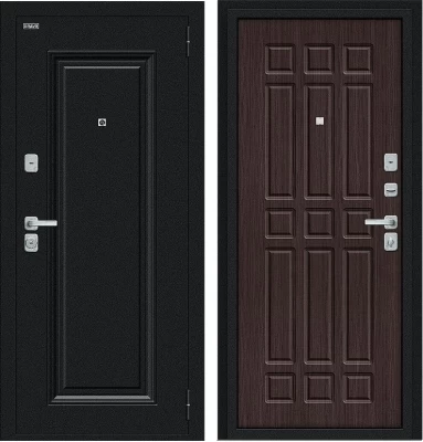 Дверь Браво Мило МФ/BChrome Букле черное/Букле черное/Wenge Melinga