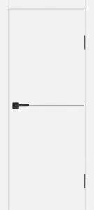 Межкомнатная дверь P-19 AL черный молдинг Белый матовый